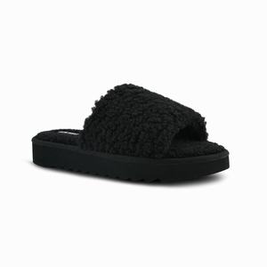 Nine West Fuzzie Cozy Flat Slippers - Black - Ireland (PC8029436)